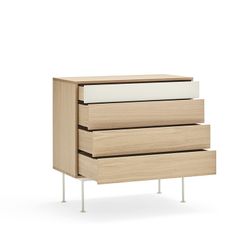 Oak and cream wooden chest of drawers, 90 x 86 x 45 cm | Yoko