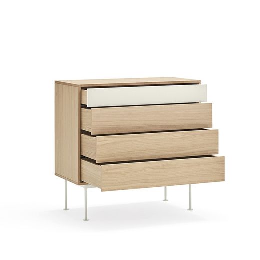 Oak and cream wooden chest of drawers, 90 x 86 x 45 cm | Yoko