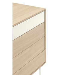 Oak and cream wooden chest of drawers, 90 x 86 x 45 cm | Yoko