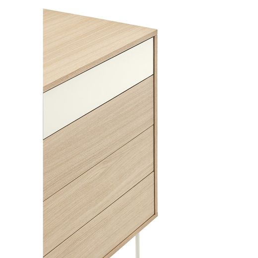 Oak and cream wooden chest of drawers, 90 x 86 x 45 cm | Yoko