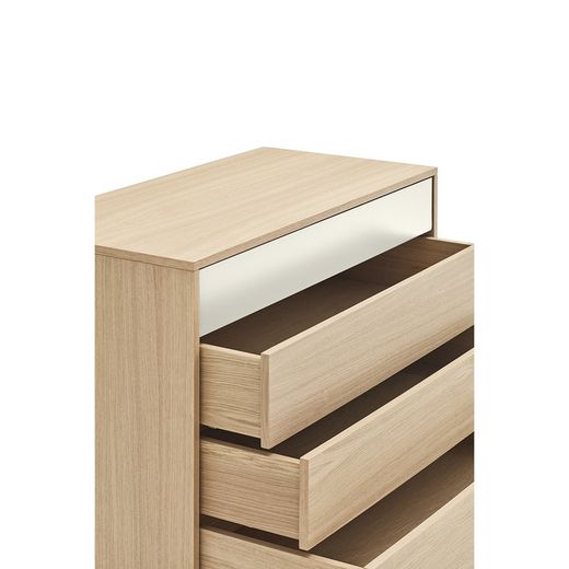 Oak and cream wooden chest of drawers, 90 x 86 x 45 cm | Yoko