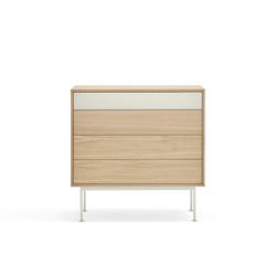 Oak and cream wooden chest of drawers, 90 x 86 x 45 cm | Yoko