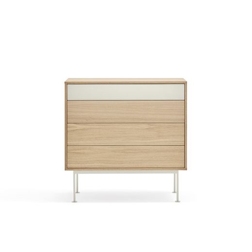 Oak and cream wooden chest of drawers, 90 x 86 x 45 cm | Yoko