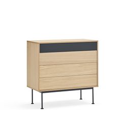 Cómoda de madera en color roble y gris antracita, 90 x 86 x 45 cm | Yoko