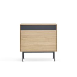 Cómoda de madera en color roble y gris antracita, 90 x 86 x 45 cm | Yoko