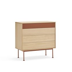 Wooden chest of drawers in oak and tile, 90 x 86 x 45 cm | Yoko