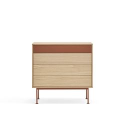 Wooden chest of drawers in oak and tile, 90 x 86 x 45 cm | Yoko
