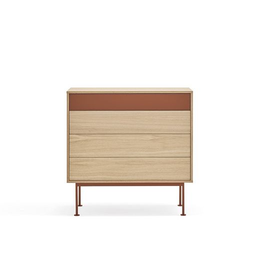 Wooden chest of drawers in oak and tile, 90 x 86 x 45 cm | Yoko