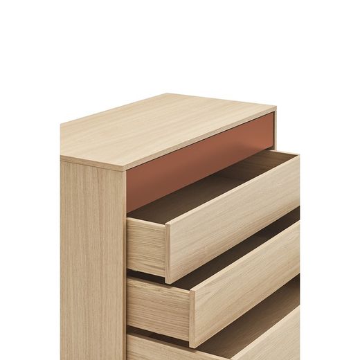 Wooden chest of drawers in oak and tile, 90 x 86 x 45 cm | Yoko