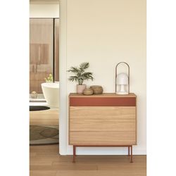 Wooden chest of drawers in oak and tile, 90 x 86 x 45 cm | Yoko