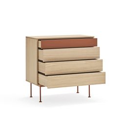 Wooden chest of drawers in oak and tile, 90 x 86 x 45 cm | Yoko