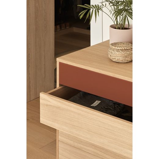 Wooden chest of drawers in oak and tile, 90 x 86 x 45 cm | Yoko