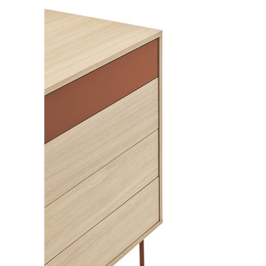 Wooden chest of drawers in oak and tile, 90 x 86 x 45 cm | Yoko
