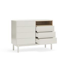 Cremefarbene Holzkommode, 120 x 40 x 90 cm | Corvo