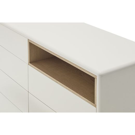 Cremefarbene Holzkommode, 120 x 40 x 90 cm | Corvo