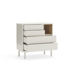 Cremefarbene Holzkommode, 90 x 40 x 90 cm | Corvo