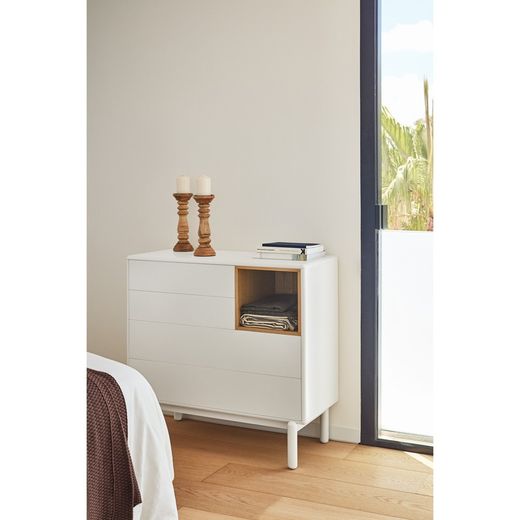 Cremefarbene Holzkommode, 90 x 40 x 90 cm | Corvo