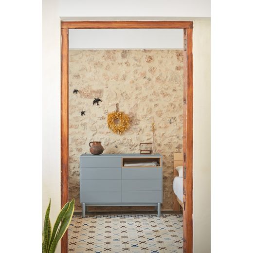 Holzkommode perlgrau, 120 x 40 x 90 cm | Corvo