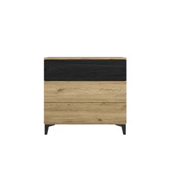 Commode en bois naturel et noir, 80 x 40 x 75.1 cm | Cronos