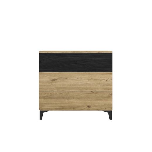 Commode en bois naturel et noir, 80 x 40 x 75.1 cm | Cronos