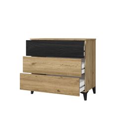 Commode en bois naturel et noir, 80 x 40 x 75.1 cm | Cronos