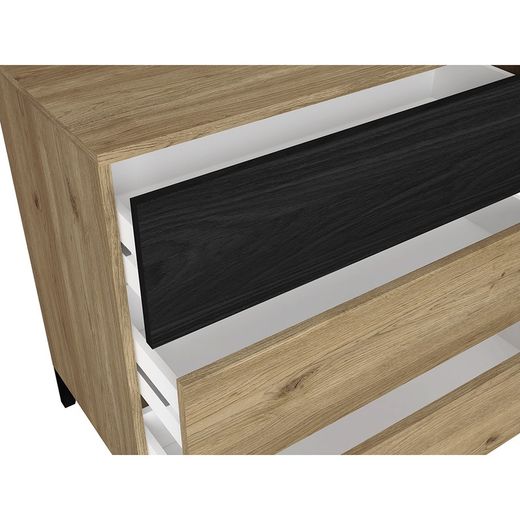 Commode en bois naturel et noir, 80 x 40 x 75.1 cm | Cronos