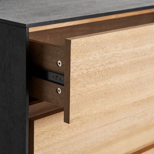 Commode en noir et bois naturel, 85 x 39 x 81 cm | brusa