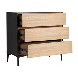 Commode en noir et bois naturel, 85 x 39 x 81 cm | brusa