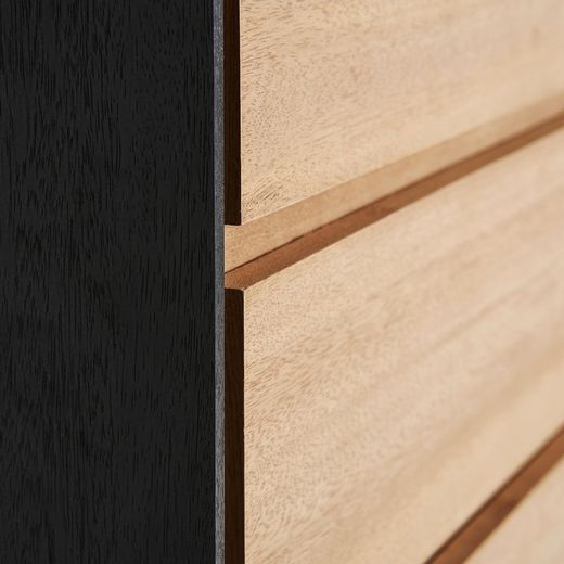 Commode en noir et bois naturel, 85 x 39 x 81 cm | brusa