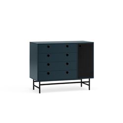 Dark blue and black wooden and metal chest of drawers, 97 x 45 x 80 cm | Knitwear