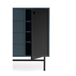 Dark blue and black wooden and metal chest of drawers, 97 x 45 x 80 cm | Knitwear