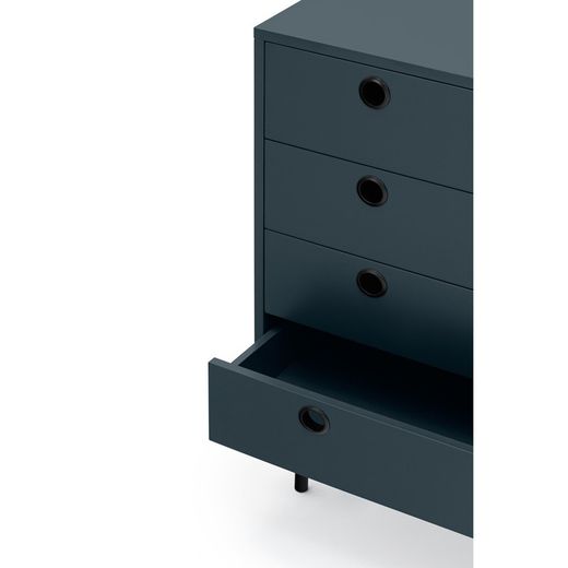 Dark blue and black wooden and metal chest of drawers, 97 x 45 x 80 cm | Knitwear