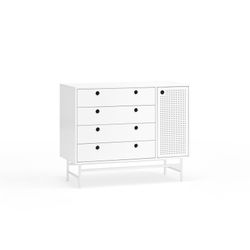 Cómoda de madera y metal en blanco, 97 x 45 x 80 cm | Punto