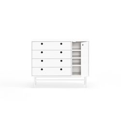 Cómoda de madera y metal en blanco, 97 x 45 x 80 cm | Punto