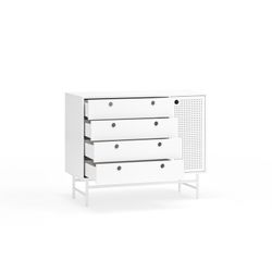 Cómoda de madera y metal en blanco, 97 x 45 x 80 cm | Punto