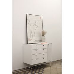 Cómoda de madera y metal en blanco, 97 x 45 x 80 cm | Punto