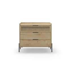 Chest of drawers made of wood and metal in oak colour, 90 x 40 x 80 cm | Inca