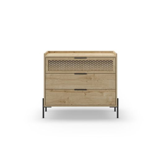 Chest of drawers made of wood and metal in oak colour, 90 x 40 x 80 cm | Inca