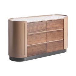 Cómoda de madera y piedra en marrón y blanco, 140 x 45 x 75 cm | Giswil