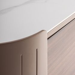 Cómoda de madera y piedra en marrón y blanco, 140 x 45 x 75 cm | Giswil