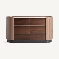 Cómoda de madera y piedra en marrón y blanco, 140 x 45 x 75 cm | Giswil