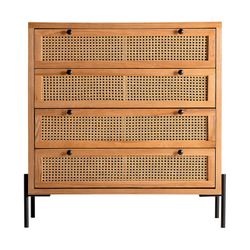 Cómoda em madeira e rotim natural, 90 x 40 x 95 cm | Zetel