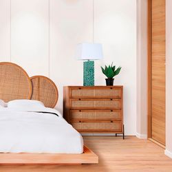 Συρταριέρα από ξύλο και φυσικό rattan, 90 x 40 x 95 cm | Ζέθελ