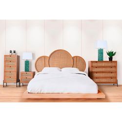 Συρταριέρα από ξύλο και φυσικό rattan, 90 x 40 x 95 cm | Ζέθελ