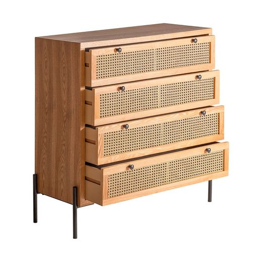 Συρταριέρα από ξύλο και φυσικό rattan, 90 x 40 x 95 cm | Ζέθελ
