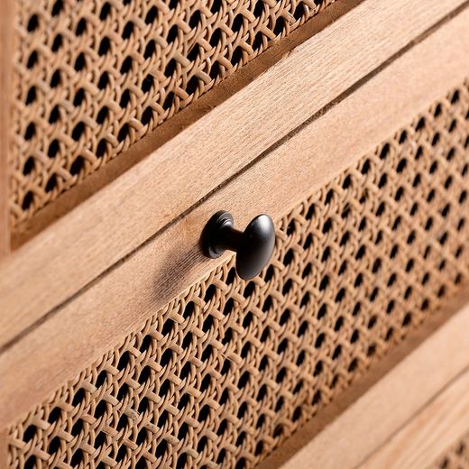 Συρταριέρα από ξύλο και φυσικό rattan, 90 x 40 x 95 cm | Ζέθελ