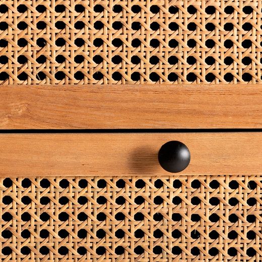 Συρταριέρα από ξύλο και φυσικό rattan, 90 x 40 x 95 cm | Ζέθελ