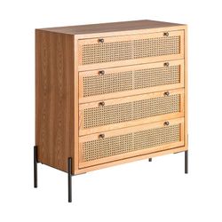 Cómoda em madeira e rotim natural, 90 x 40 x 95 cm | Zetel