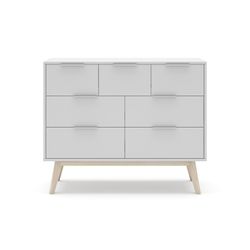 Cassettiera in pino nei colori bianco e naturale, 120 x 40 x 83 cm | Città universitaria