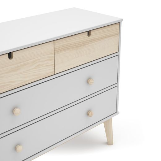 Pine chest of drawers in white and natural, 100 x 40 x 81 cm | Stephanie